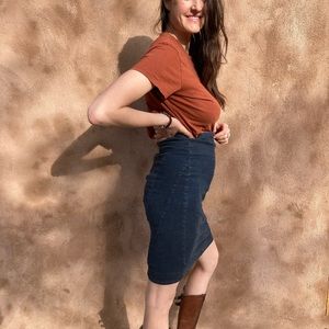 🧡 Prairie Underground Jean Pencil Skirt. Small.